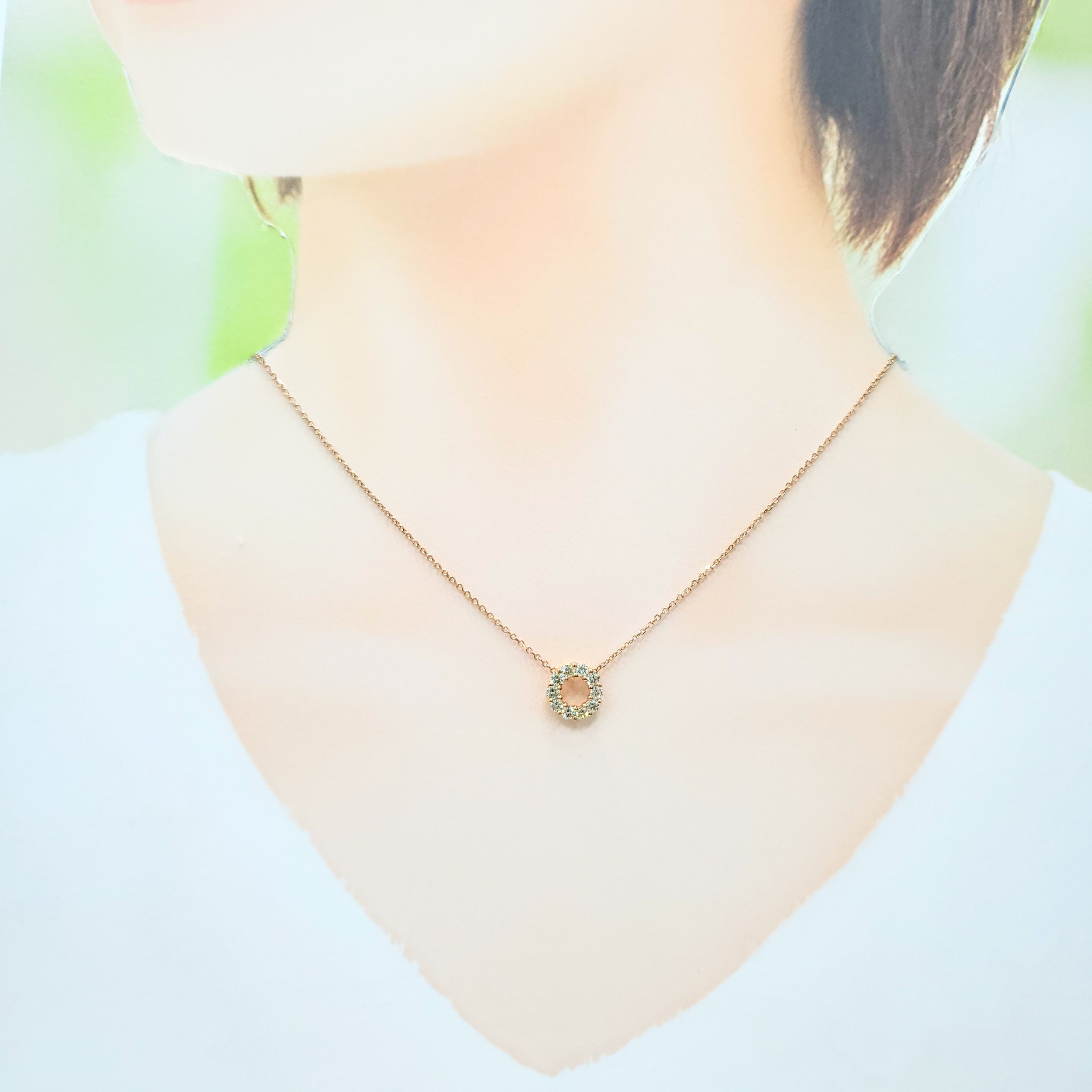 全新18K玫瑰金52份鑽石吊墜