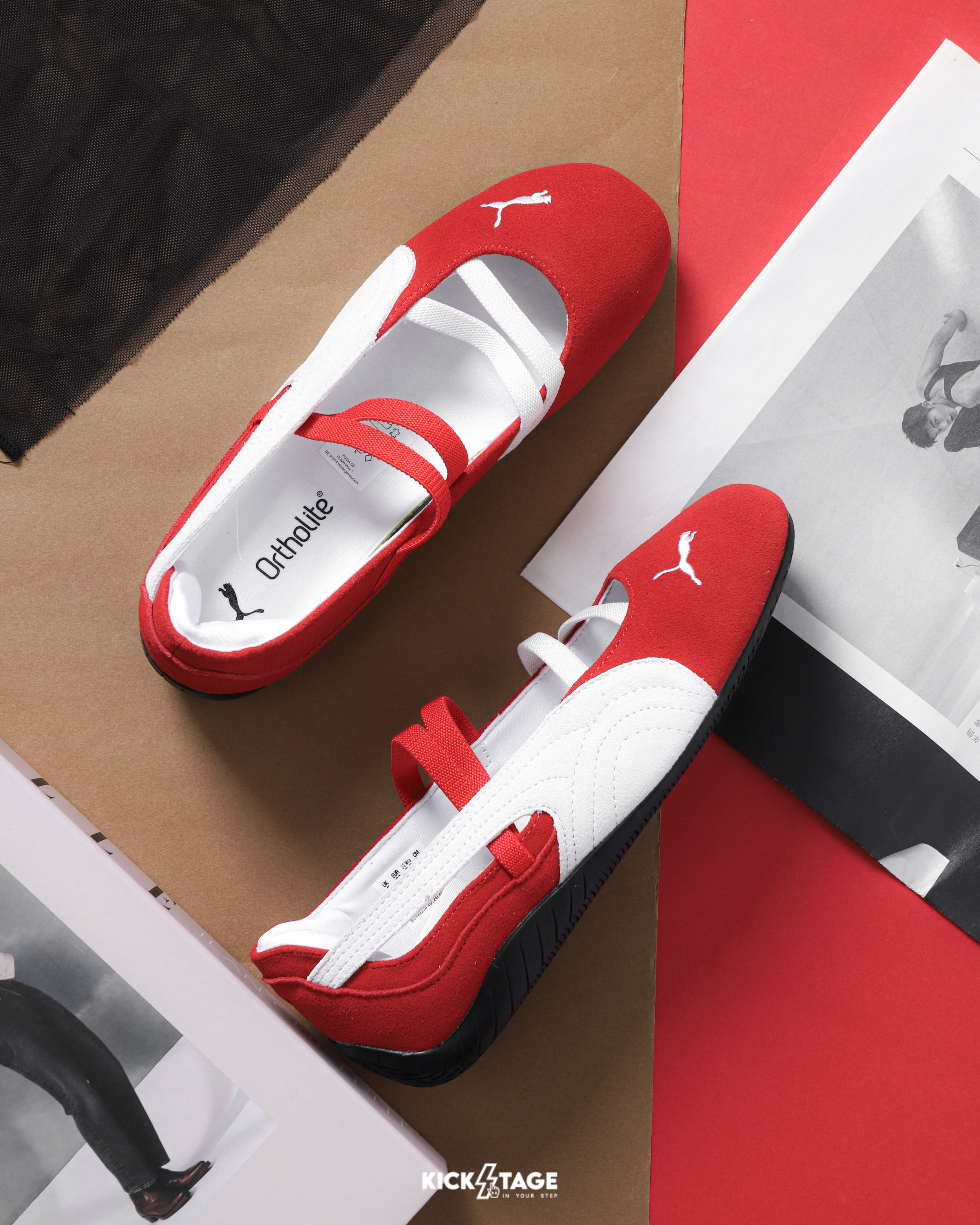 女鞋 PUMA SPEEDCAT BALLET SD WNS 紅白 芭蕾風 麂皮 賽車鞋 瑪莉珍鞋 芭蕾舞鞋【401287-07】ROSEBAL