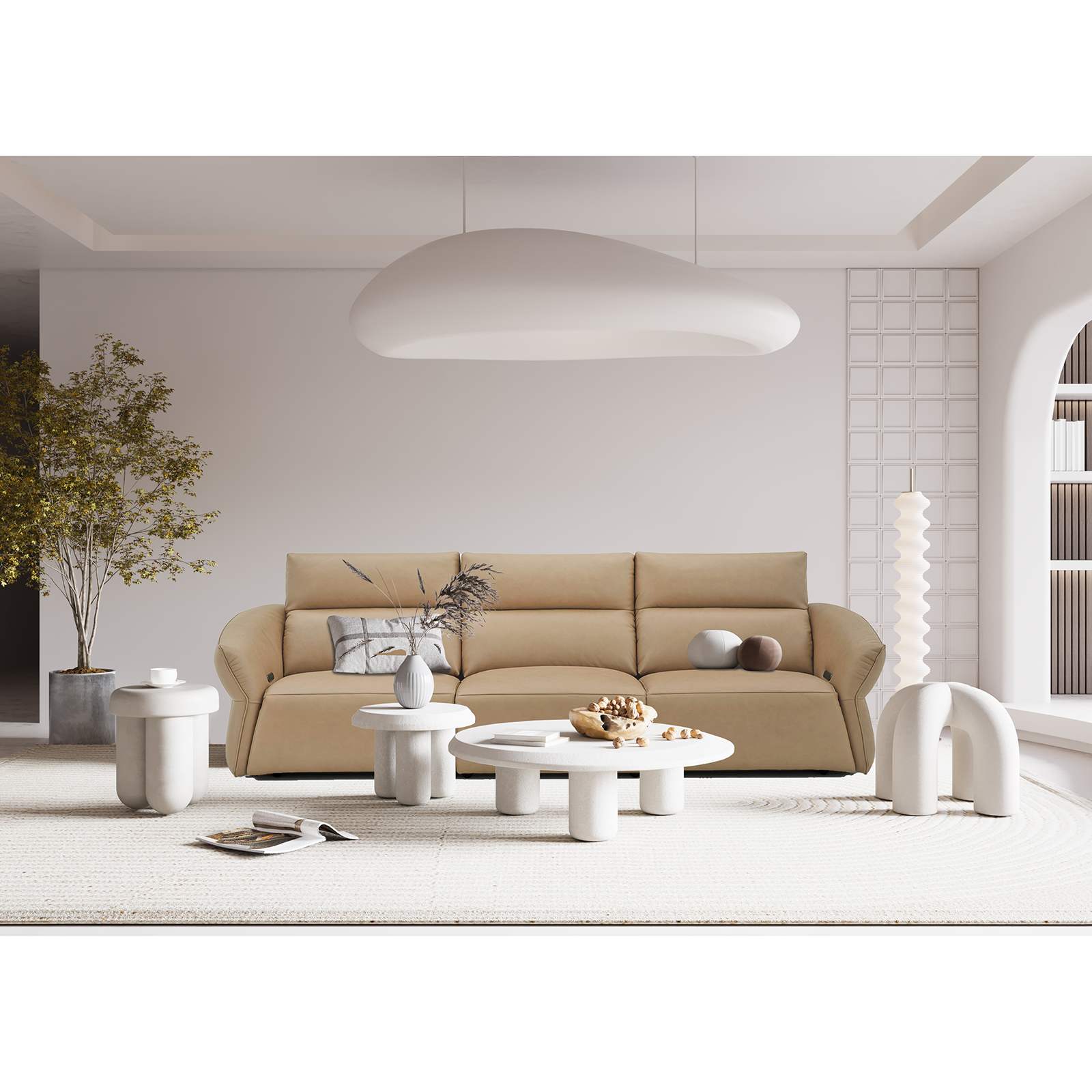 Lubeck 全皮電動沙發 - 大地黃 〔SFCL399〕