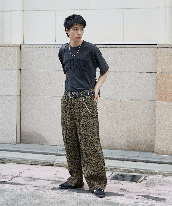 #日本連線預購 PUBLUX 豹紋直筒 斜紋布 落地長褲