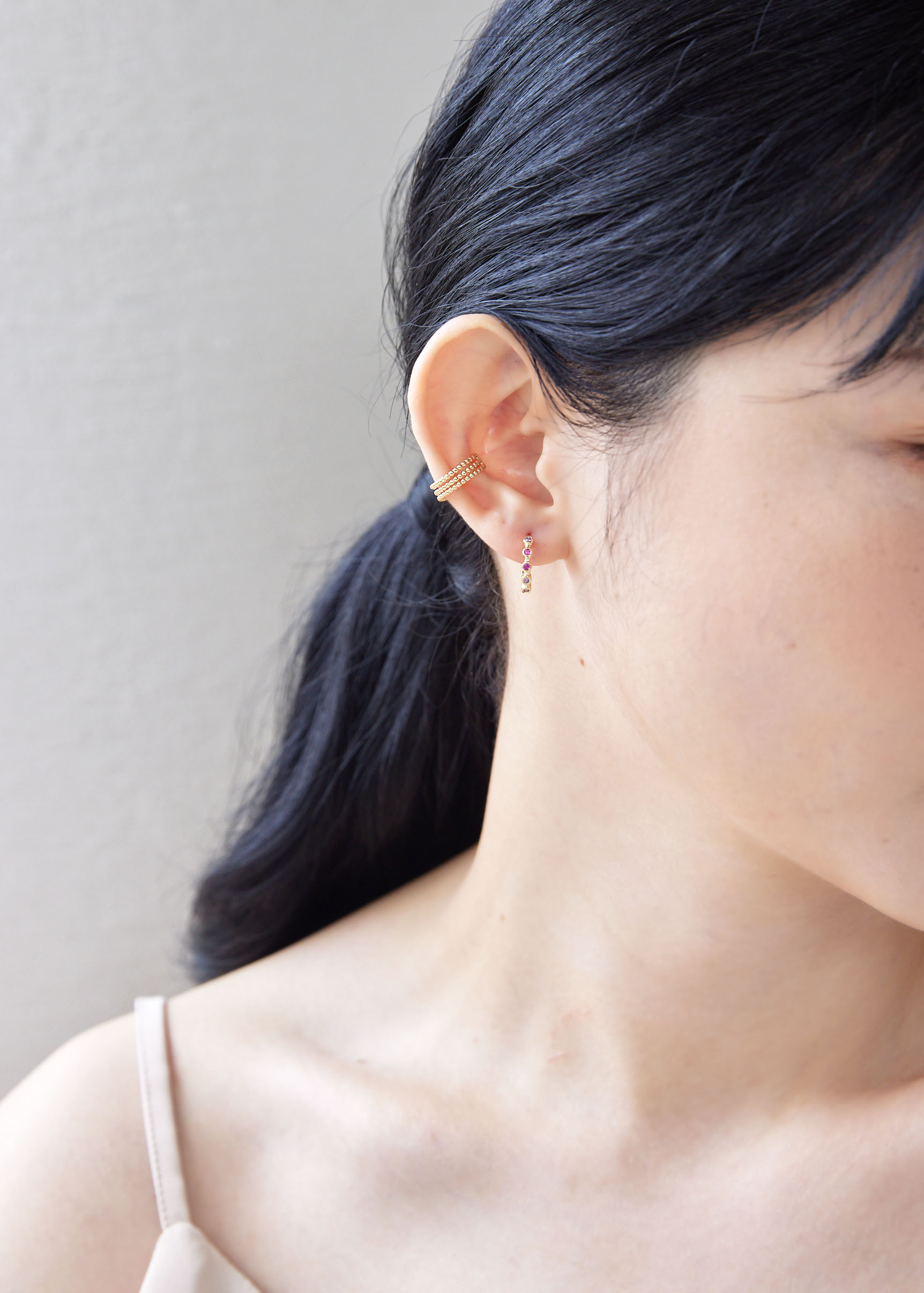 三線珠珠耳骨夾