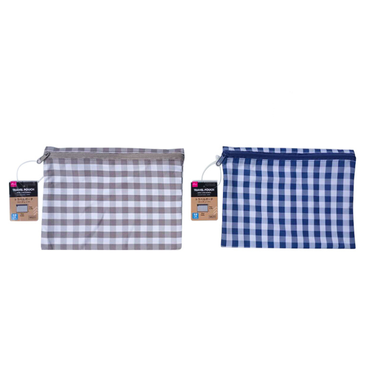 旅行小物收納袋/迷你格紋 22×16×1cm