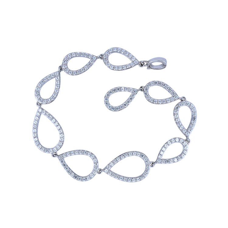 925純銀「水滴 」晶鑽手鍊 (19.5公分)-SDL0002