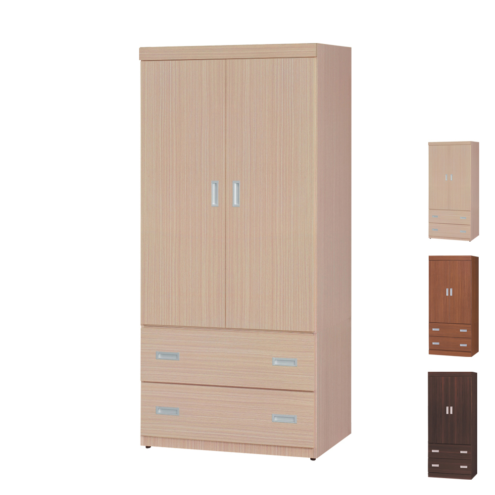 瓦布2.7尺二門二抽衣櫃(三色可選)