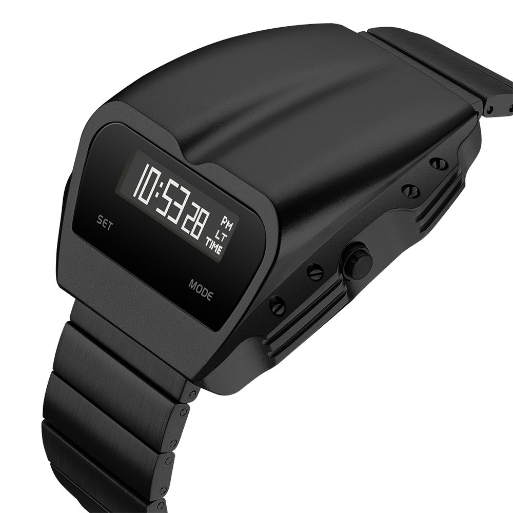 Benlydesign ｜ Gladiator角鬥士系列 黑色款 白字 不鏽鋼錶帶 多功能 電子錶(X7000B-W)
