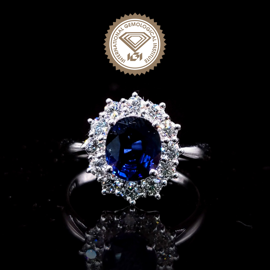 18K White Gold 1.41ct Sapphire and Diamond Ring