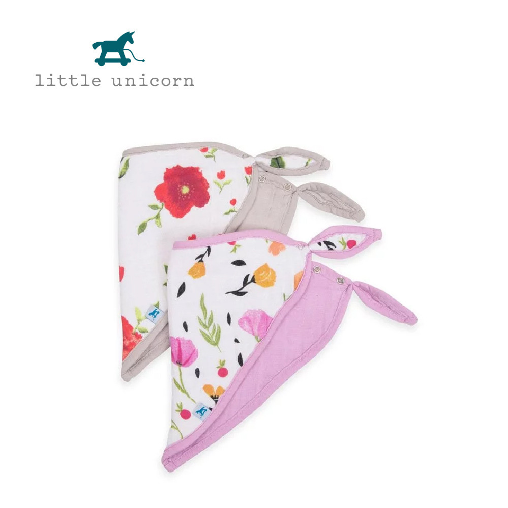 Little Unicorn 純棉三角圍兜兩入組 夏日花漾