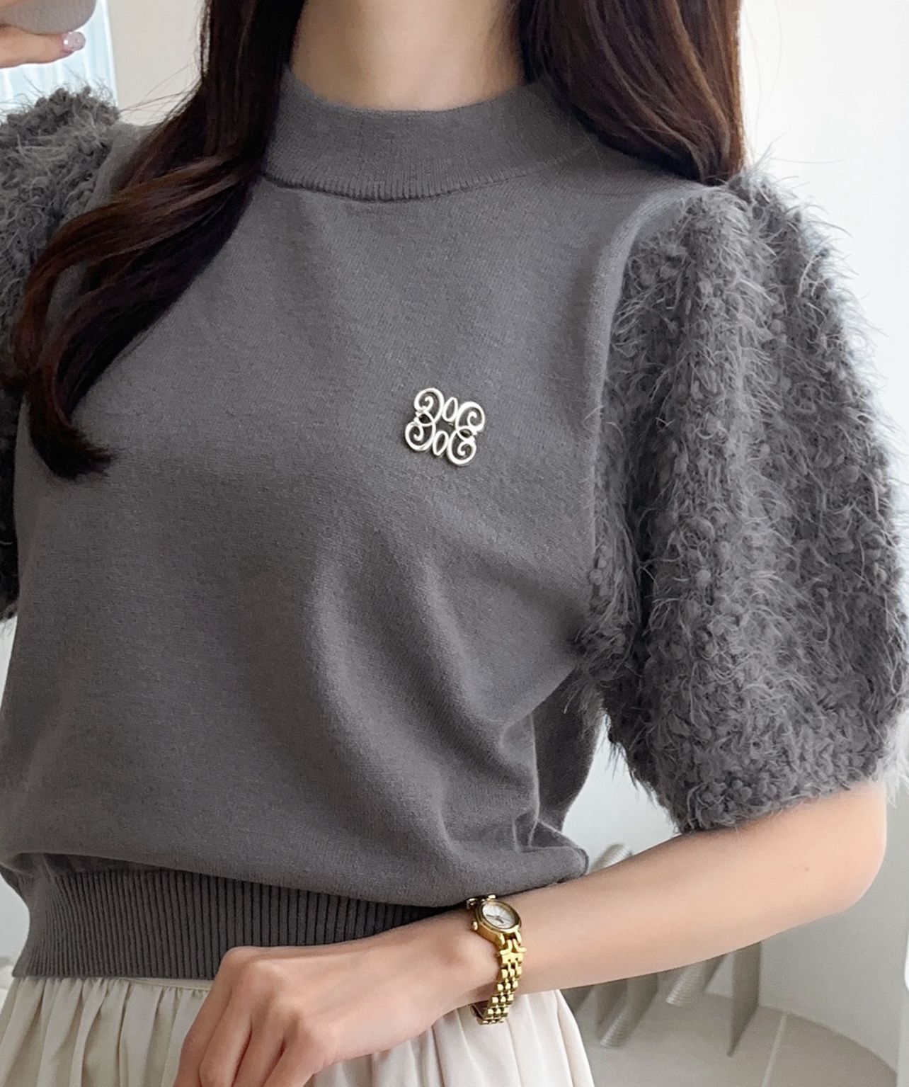 【預購】JN073102 mily bilet 蓬鬆泡泡袖針織上衣