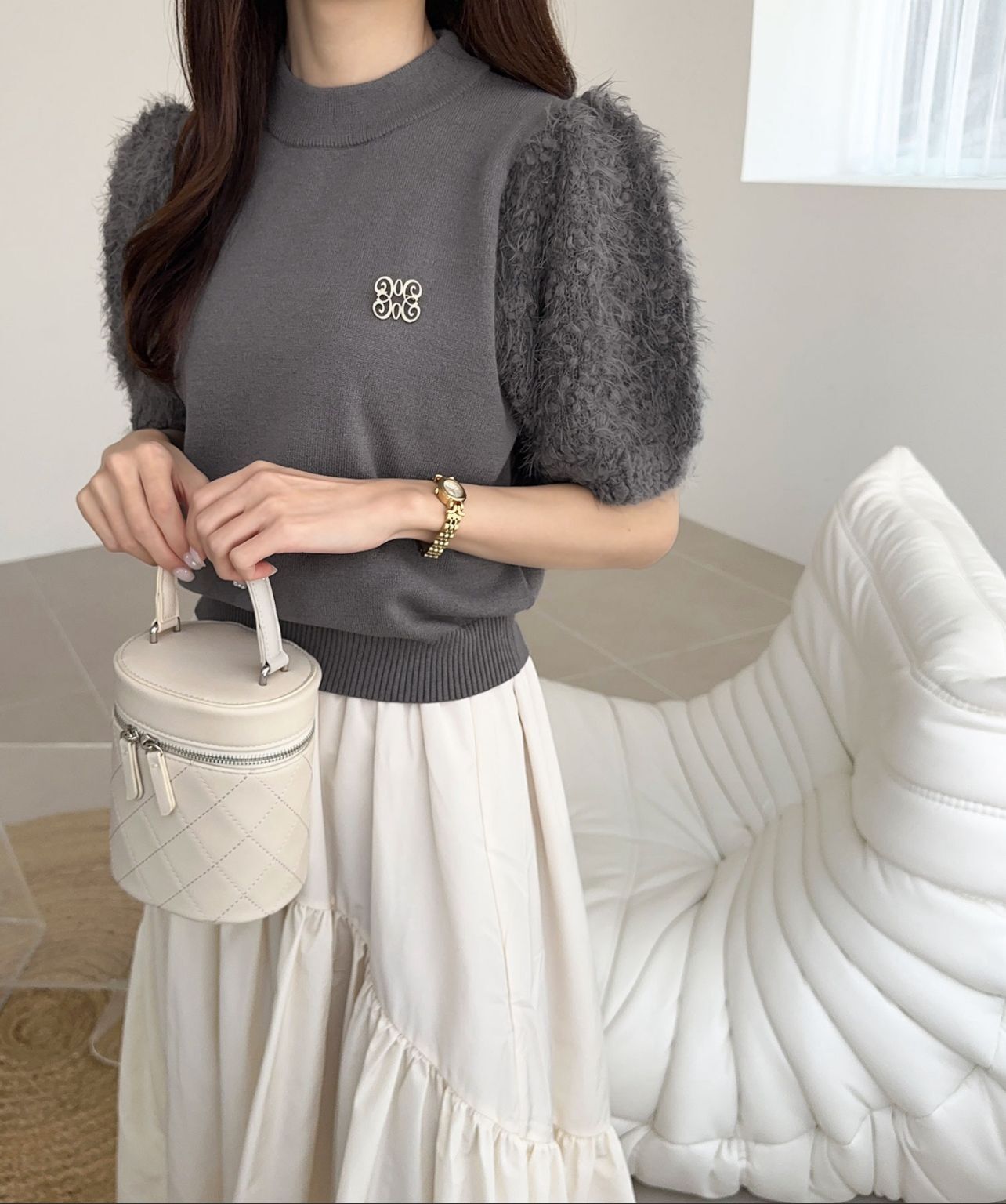 【預購】JN073102 mily bilet 蓬鬆泡泡袖針織上衣