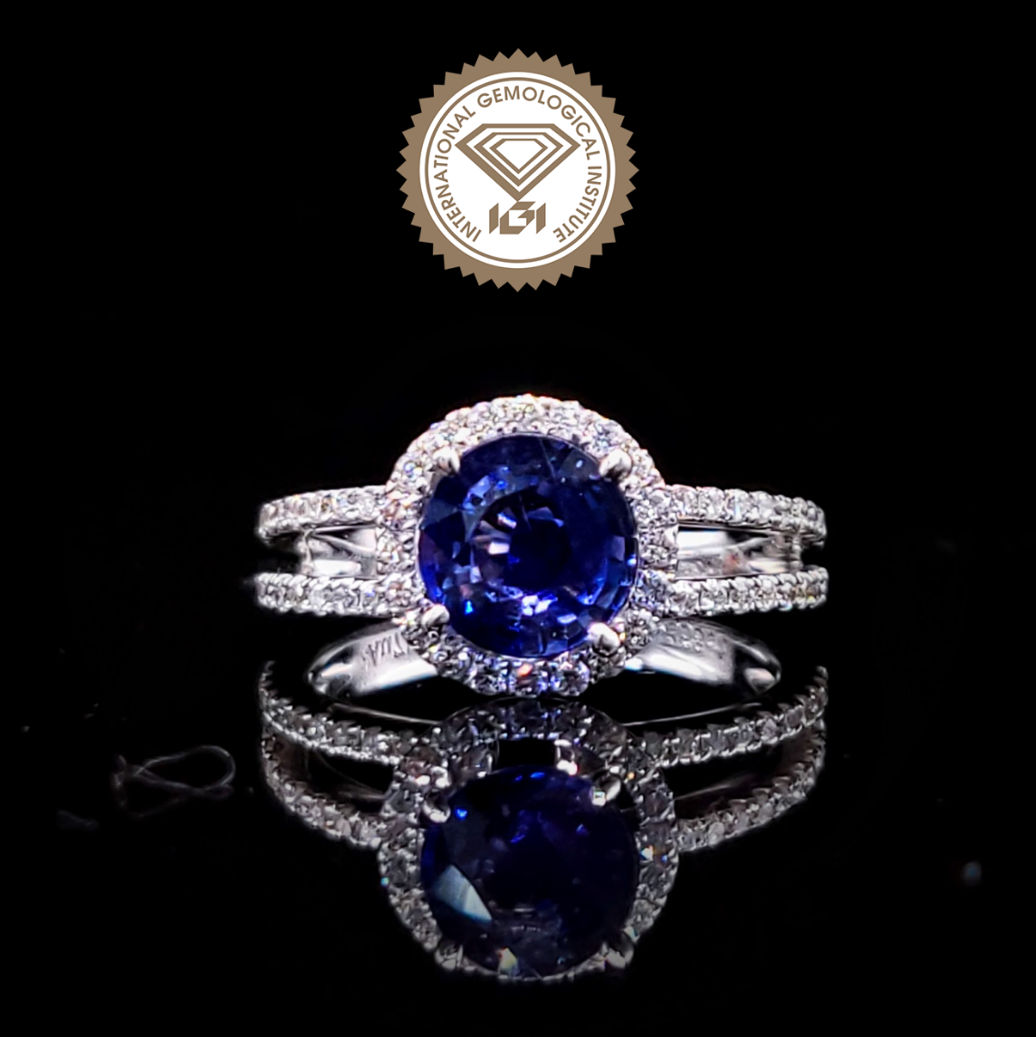 18K White Gold 1.17ct Sapphire and Diamond Ring