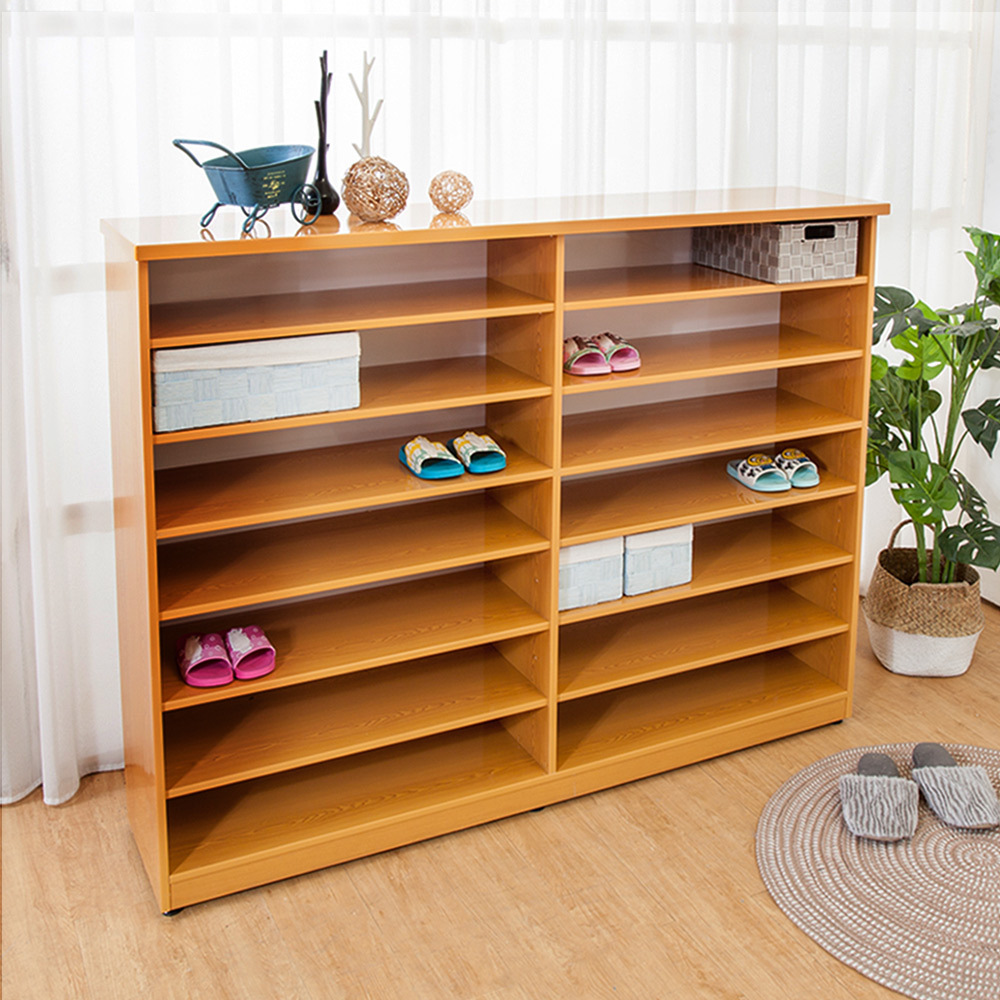 防潮防蛀 防水塑鋼5尺開放式鞋櫃(木紋)