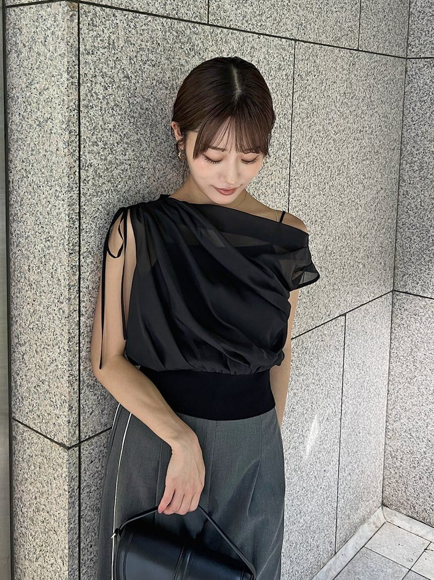 [預購] 折扣 SNIDEL雪紡組合針織衫