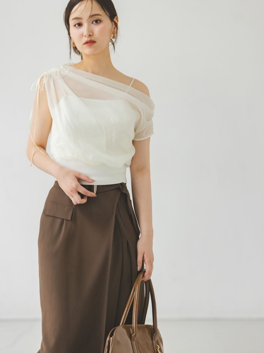 [預購] 折扣 SNIDEL雪紡組合針織衫