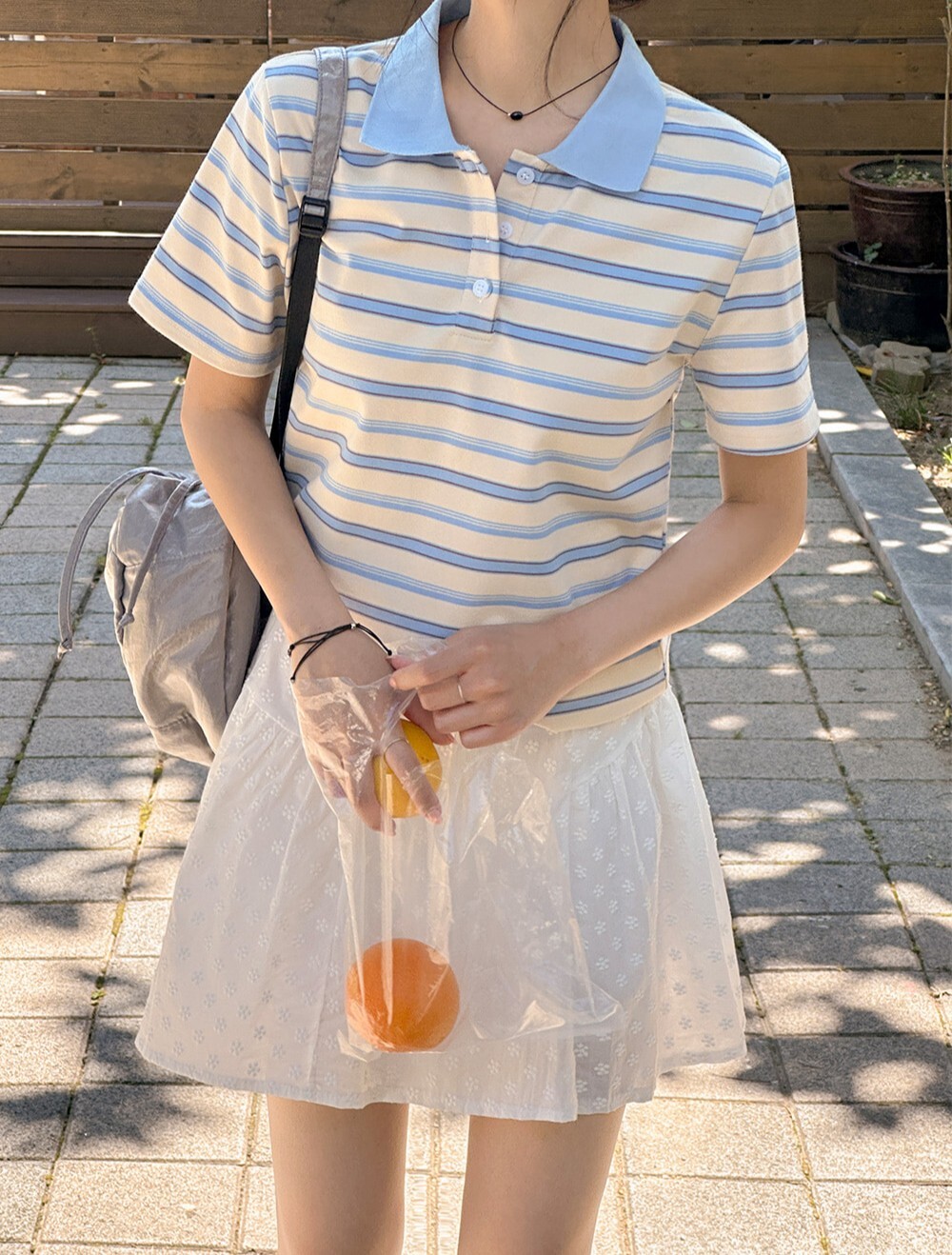 韓國grace muse授權 花卉情調車線感後鬆緊側拉鍊短裙