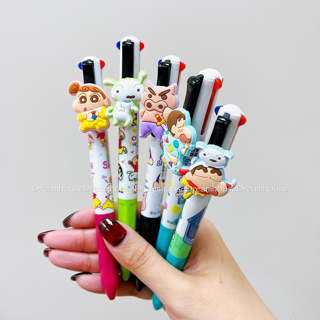蠟筆小新 小白 小葵 肥嘟嘟左衛門 多色筆 四色筆 黑筆 紅筆 綠筆 藍筆 油性筆