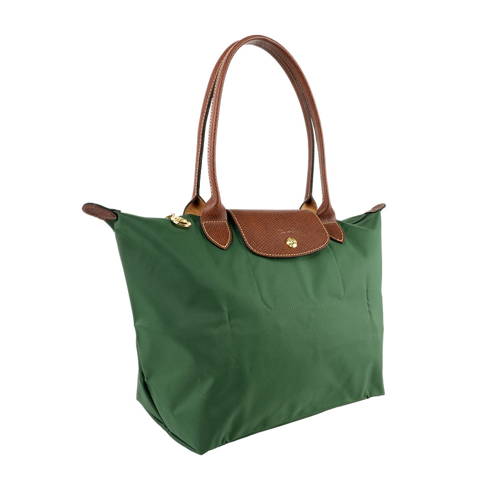 【Longchamp】M號長把LE PLIAGE摺疊水餃包(英式綠色)