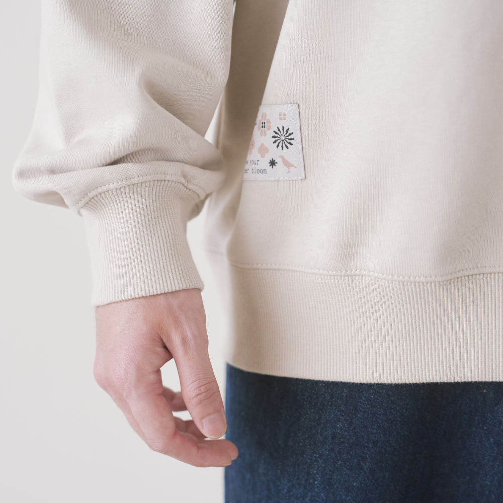 印花樂長袖大學T恤/"I"系列/大地棕