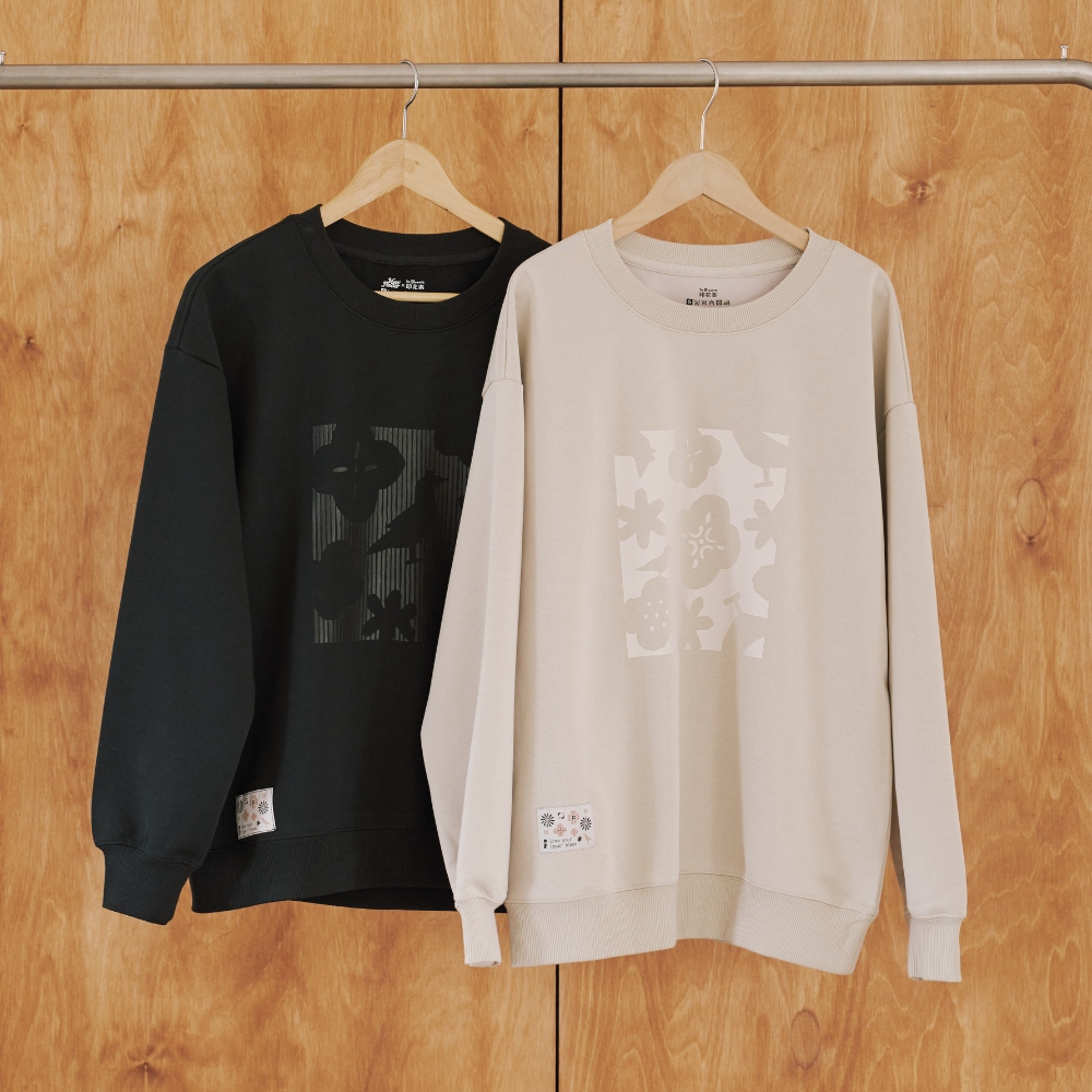 印花樂長袖大學T恤/"I"系列/大地棕