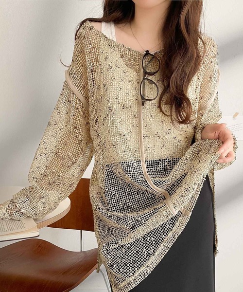 日本🇯🇵連線 Classical Elf 2WAY清透洞洞針織上衣 網眼設計 側開衩設計 寬鬆 針織 3色 (任買兩件711免運)/預購