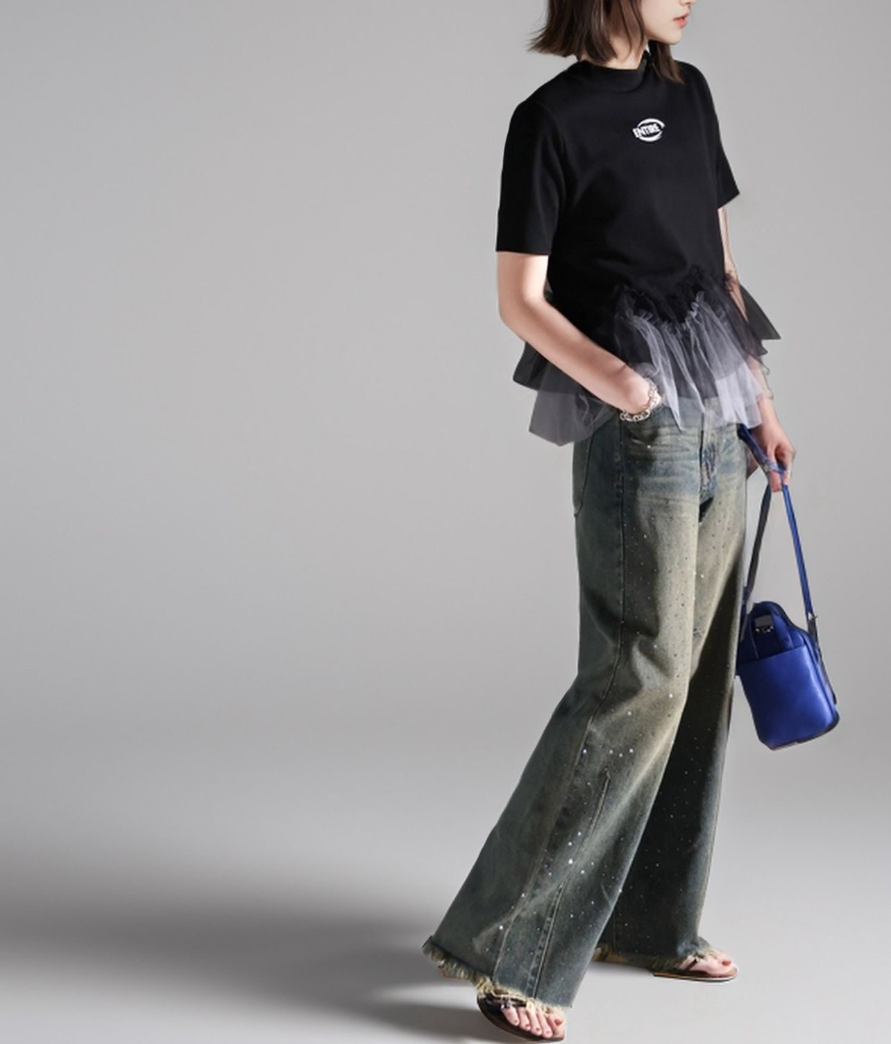 【預購】JN073108 classicalelf 薄紗荷葉邊短袖上衣