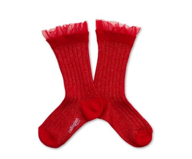 COLLEGIEN 閃亮薄紗羅紋襪 Alizée  -Coquelicot罌粟紅