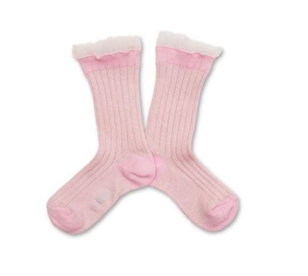 COLLEGIEN 閃亮薄紗羅紋襪 Alizée  -Rose Dragée玫瑰糖粉