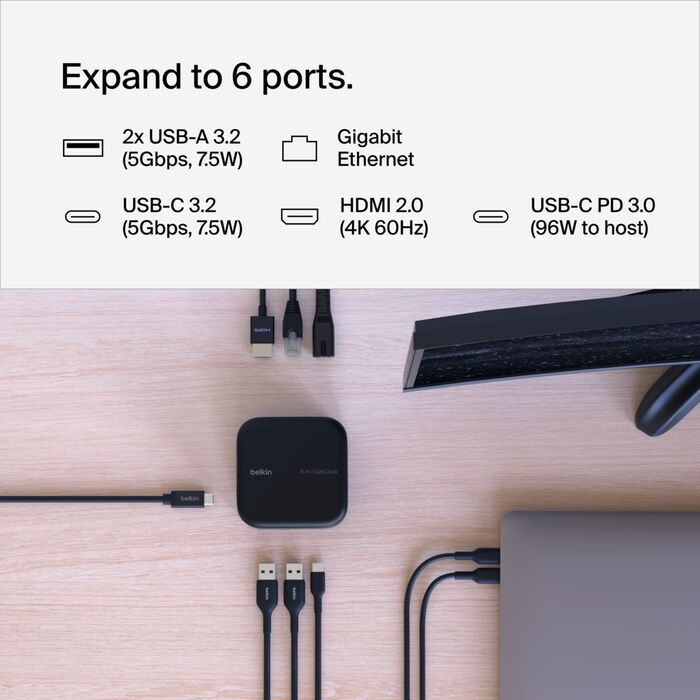Connect USB-C 6-in-1 Core GaN Dock 130W [INC018]