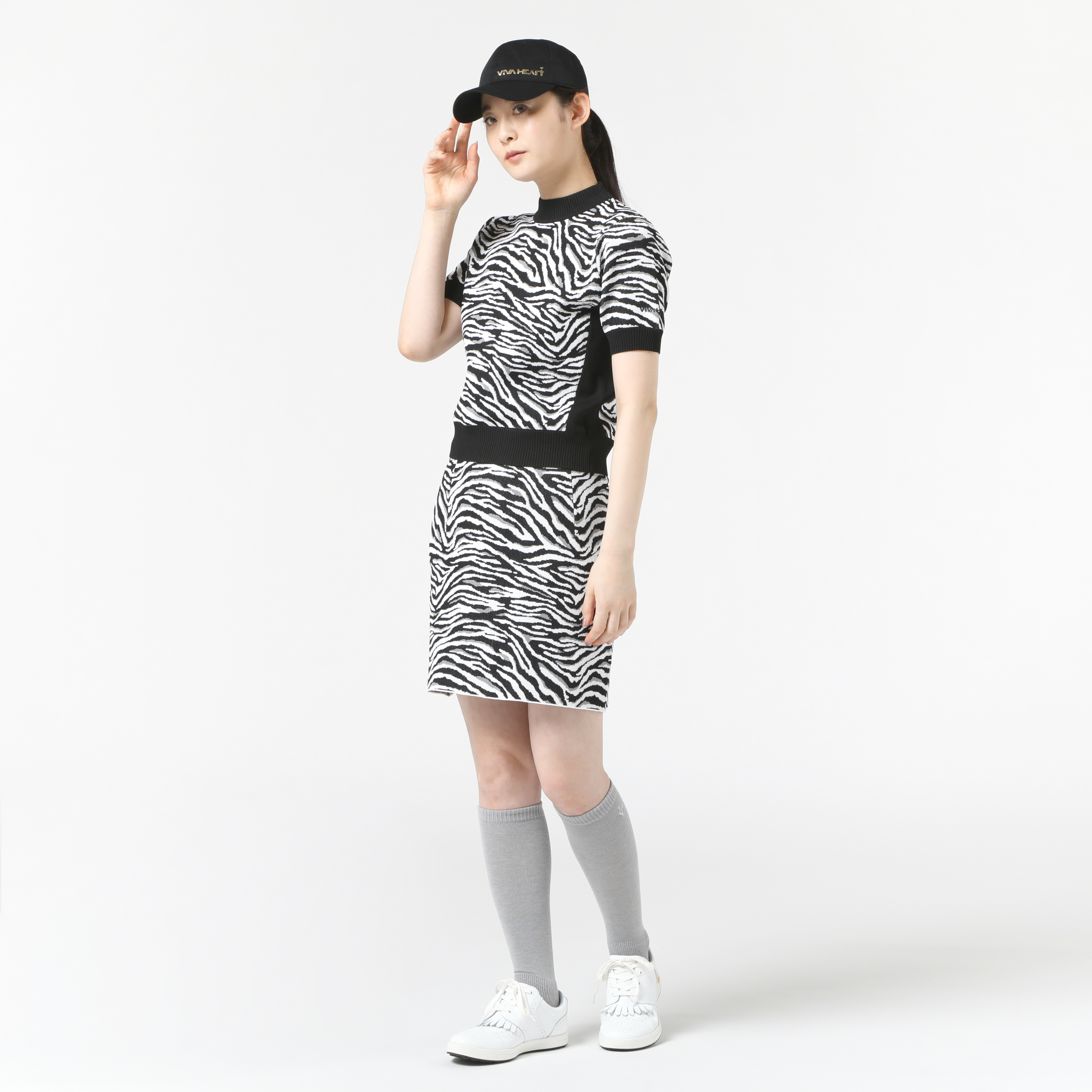 女士-短袖斑馬紋針織衫