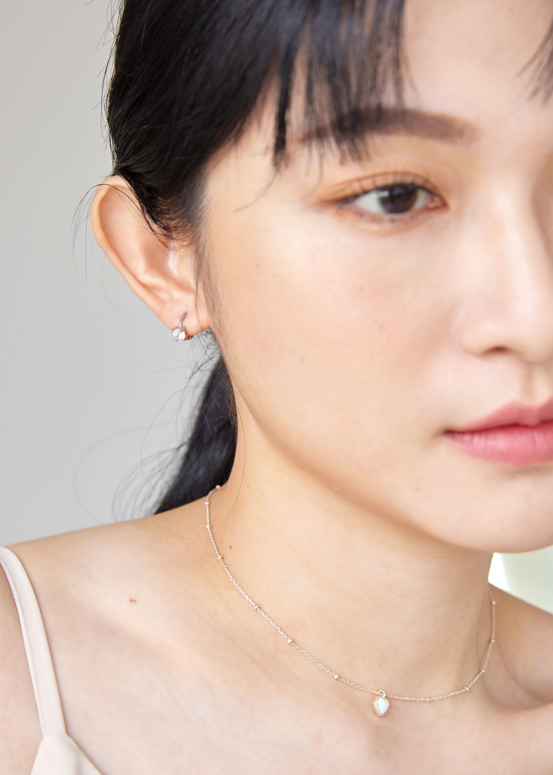 方鑽純銀小耳圈