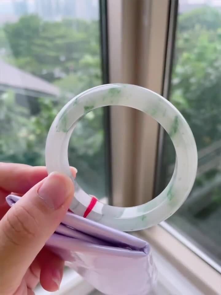 冰飄花翡翠正圈手鐲,天然翡翠A玉, 緬甸玉, Jade, Jadeite