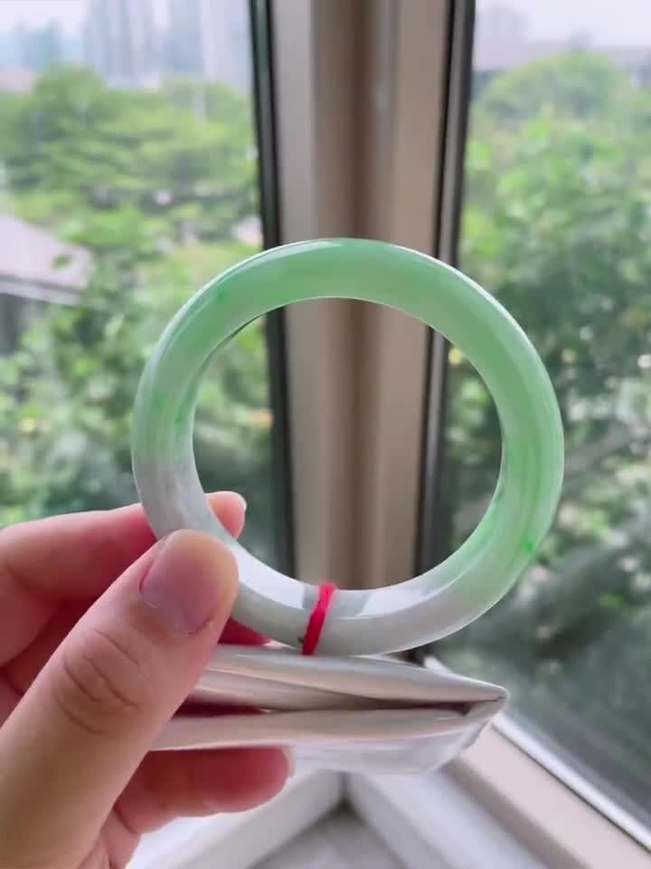 冰飄綠翡翠正圈手鐲,天然翡翠A玉, 緬甸玉, Jade, Jadeite
