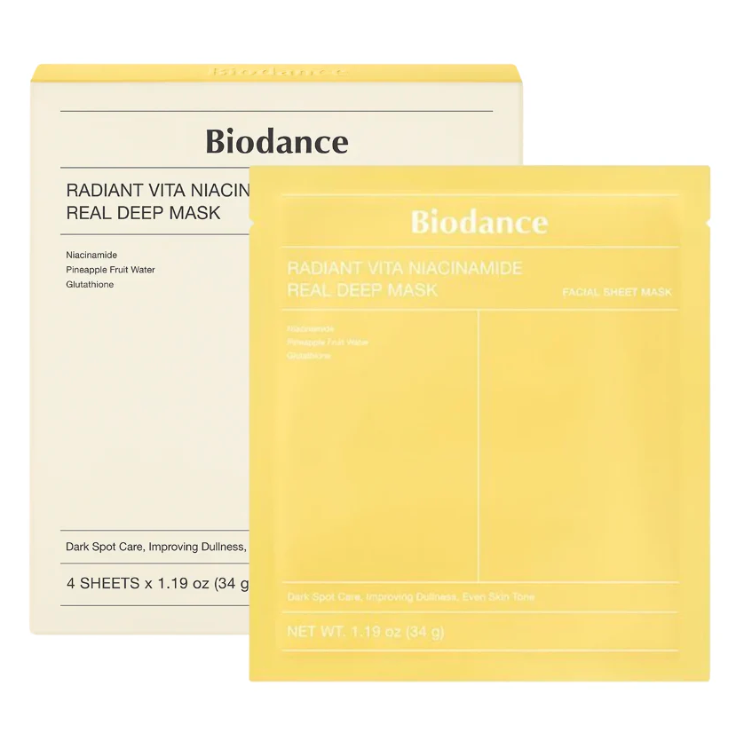 Biodance｜Radiant Vita Niacinamide Real Deep Mask Radiant Vita 菸鹼醯胺深層面膜 (4片裝/平均$24片)