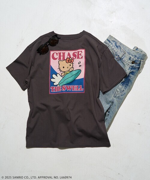 iSNEAKERS｜日本 FREAK'S STORE 三麗鷗 Sanrio Hello Kitty 夏日衝浪印花短袖上衣