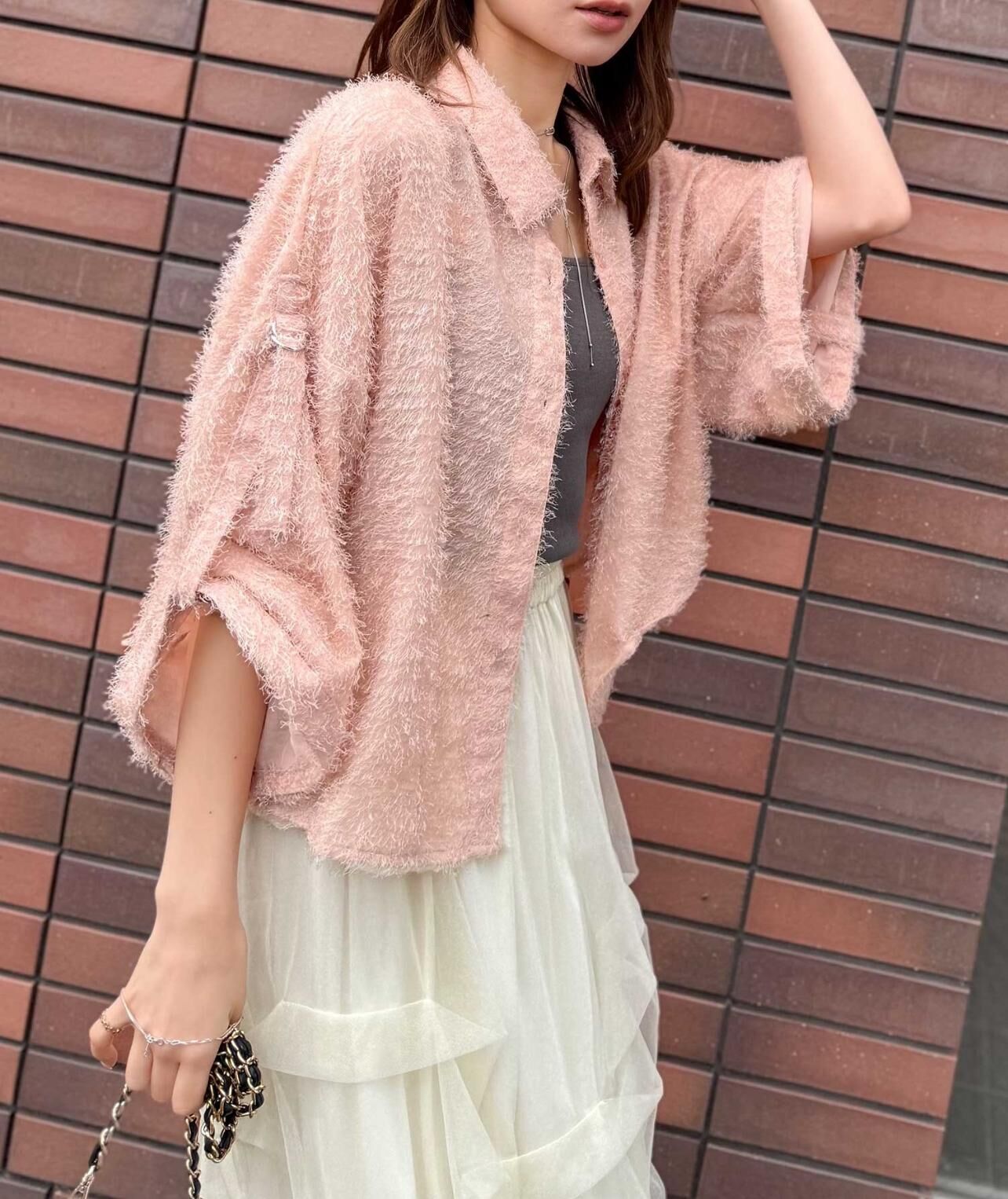 【預購】JN073116 classicalelf  蓬鬆毛捲袖襯衫