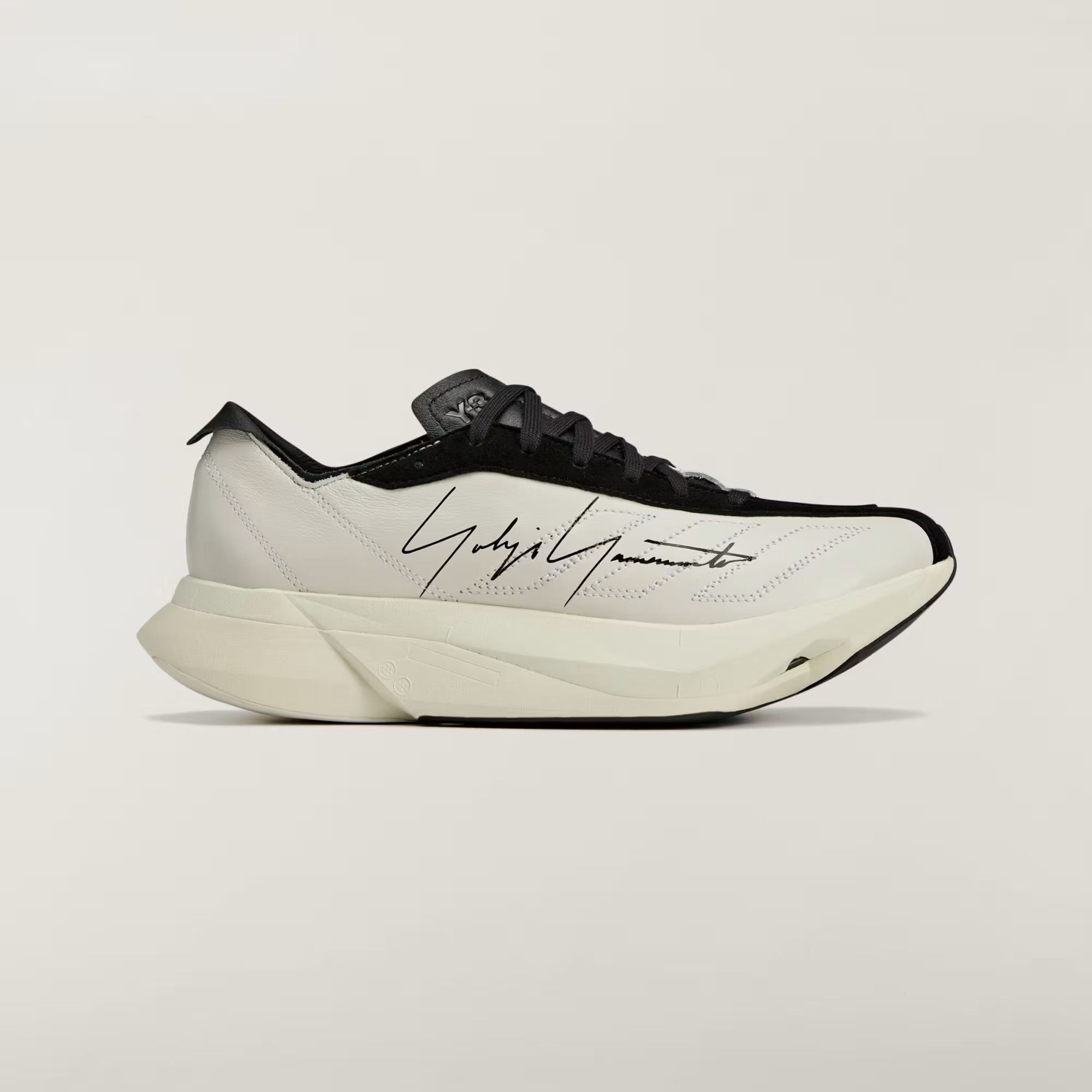 【 Y-3 ADIOS PRO 3.0 LX 頂級鞋款 - 皮革灰白x黑邊 】