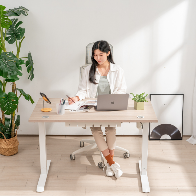 FlexiHome 靜音升降桌，適合小空間書房使用｜Compact silent height-adjustable desk for home office