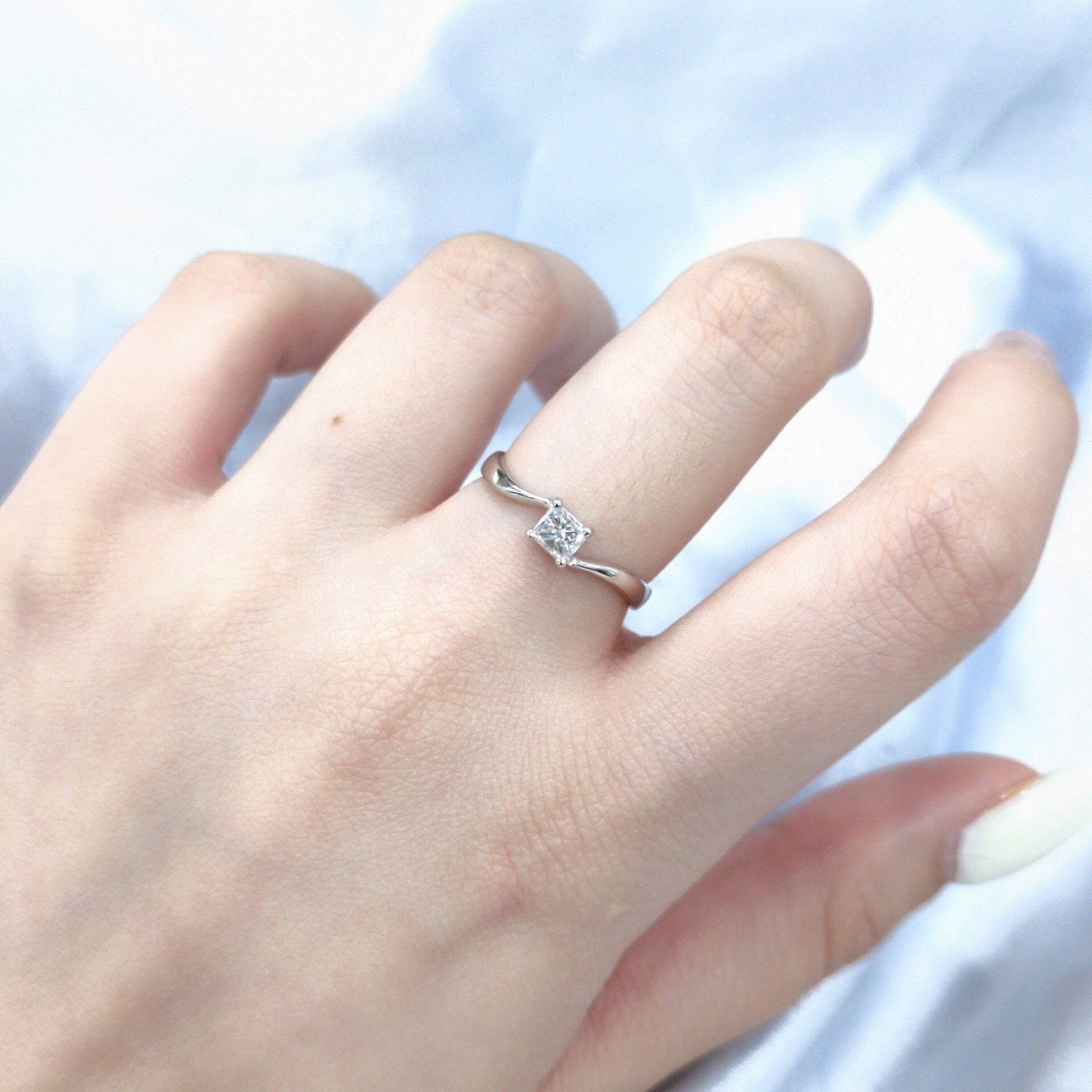 900 Platinum 0.31ct Princess Cut Diamond Ring