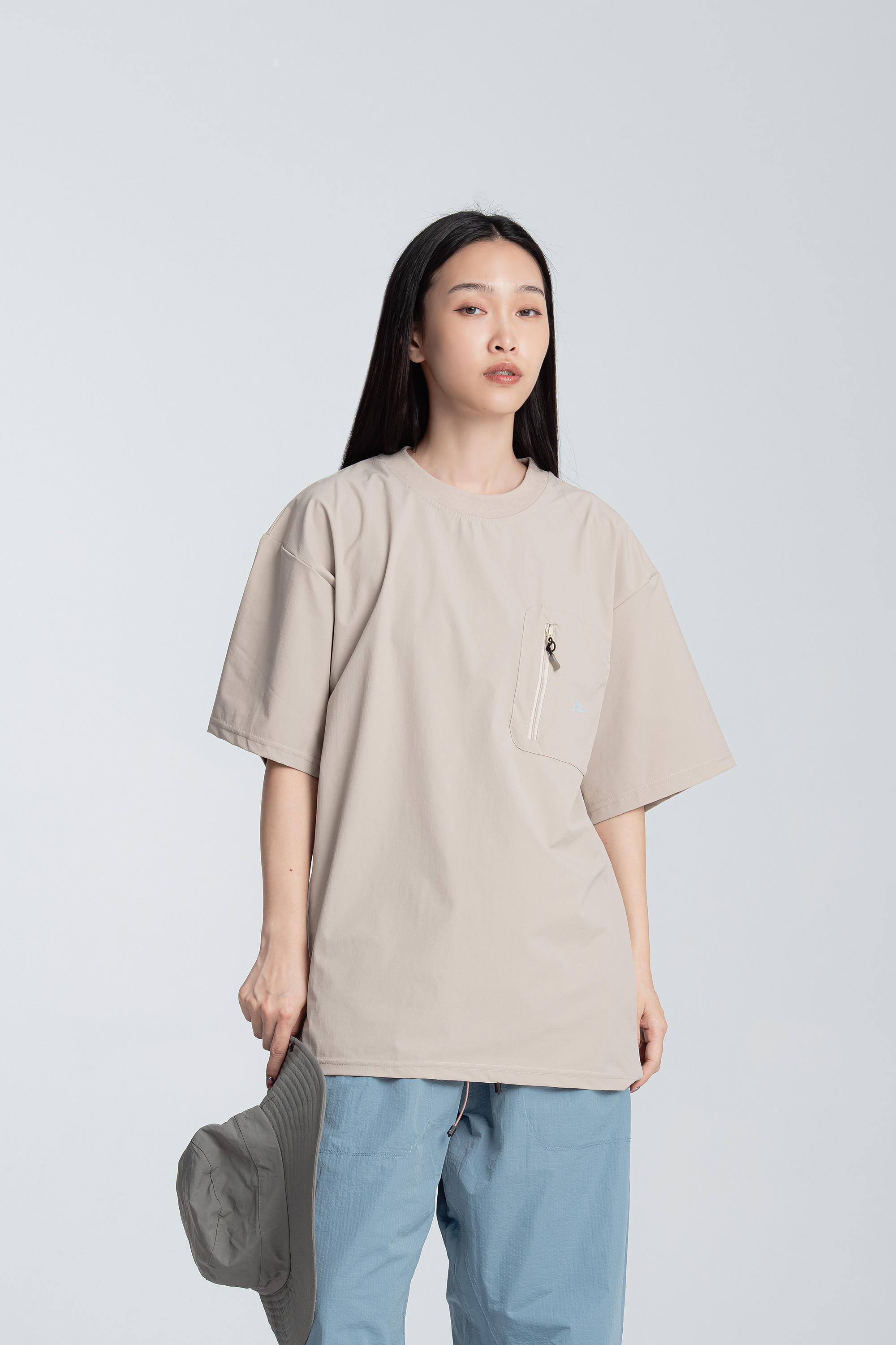 休閒機能小口袋素面短t 3色