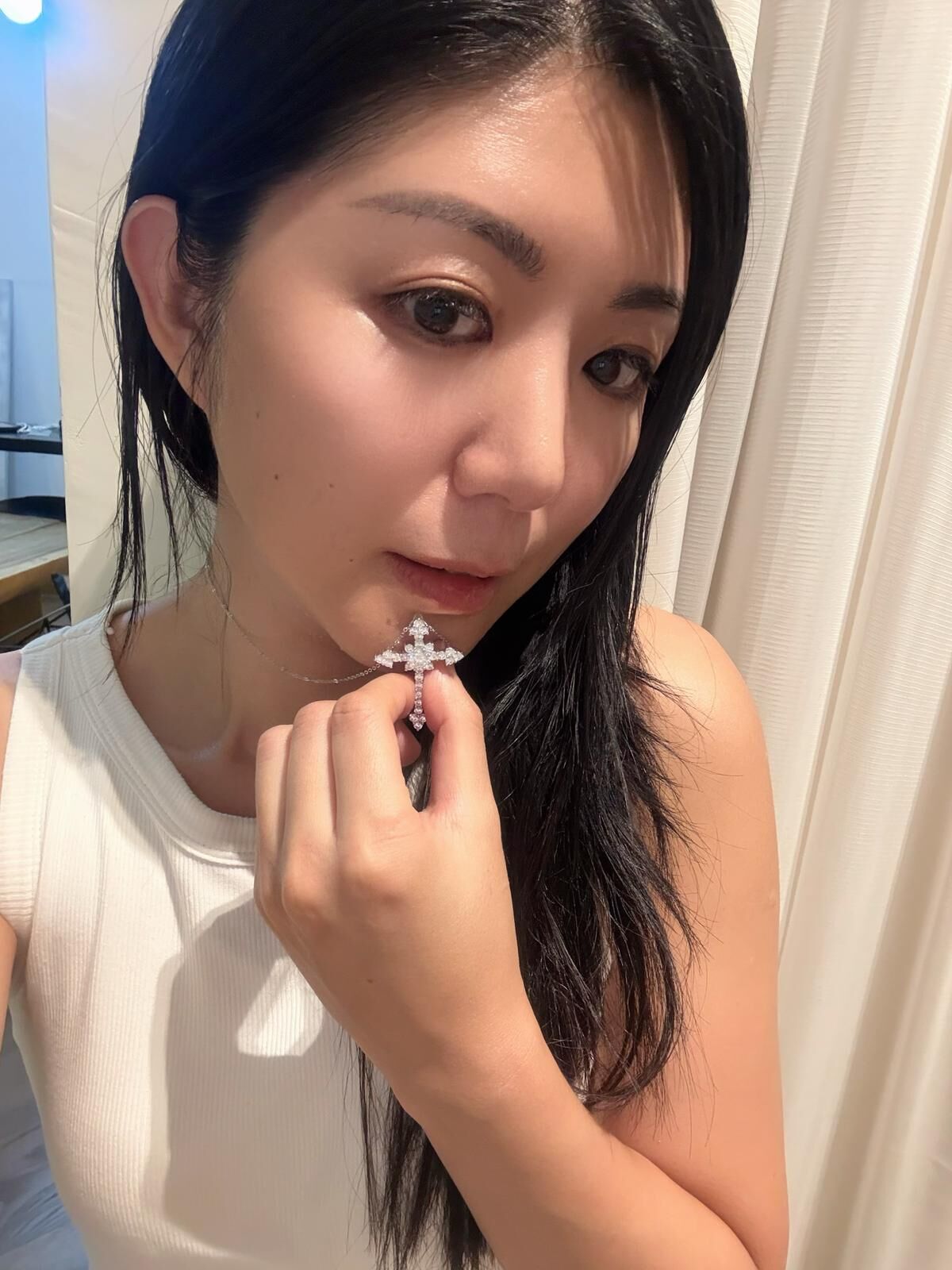 純銀925 1 卡50 份莫桑頸鏈頸鏈 Z155🔸日本品牌LE BIEVIANA GRA認證 D grade(7-10日寄出)