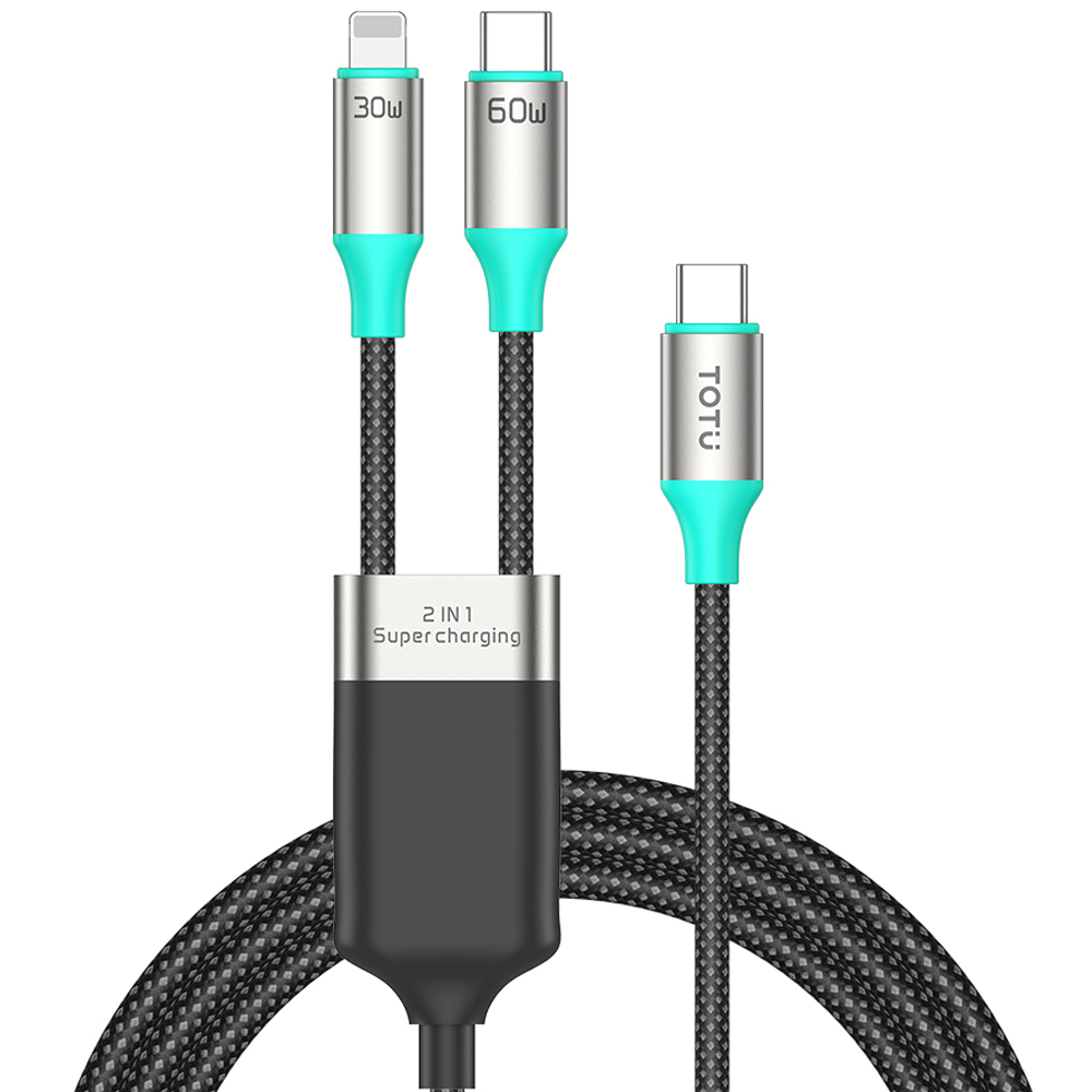 TOTU 拓途 一分二 USB-C TO Lightning/Type-C PD充電線傳輸線快充線 Starry系列 1.2M 新舊iPhone一起充