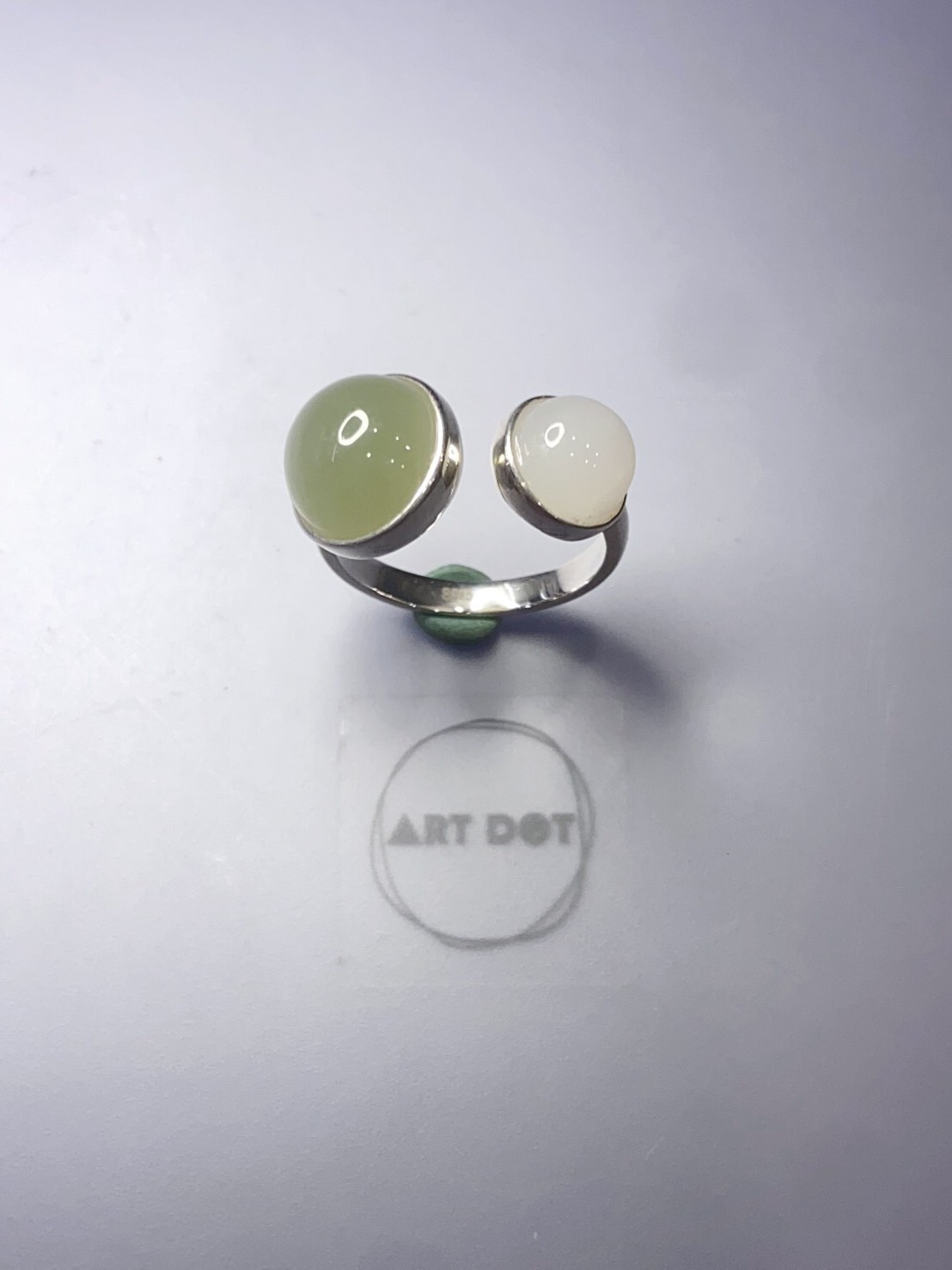 圓滿丨雙圓和田玉銀戒指