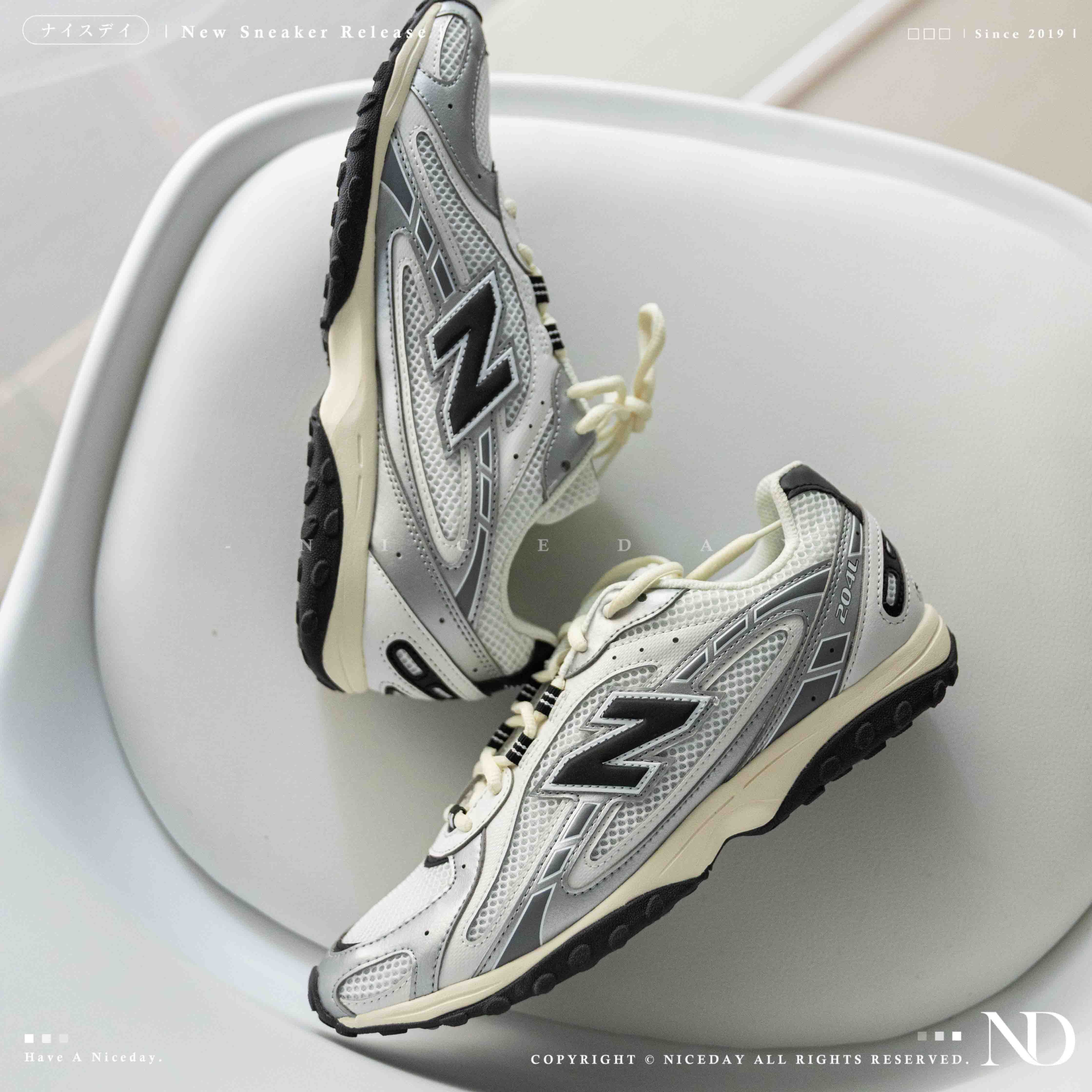 NICEDAY 代購 New Balance 204L 張員瑛 同款 代言 復古 白銀 白銀黑 男女鞋 U204LSWD