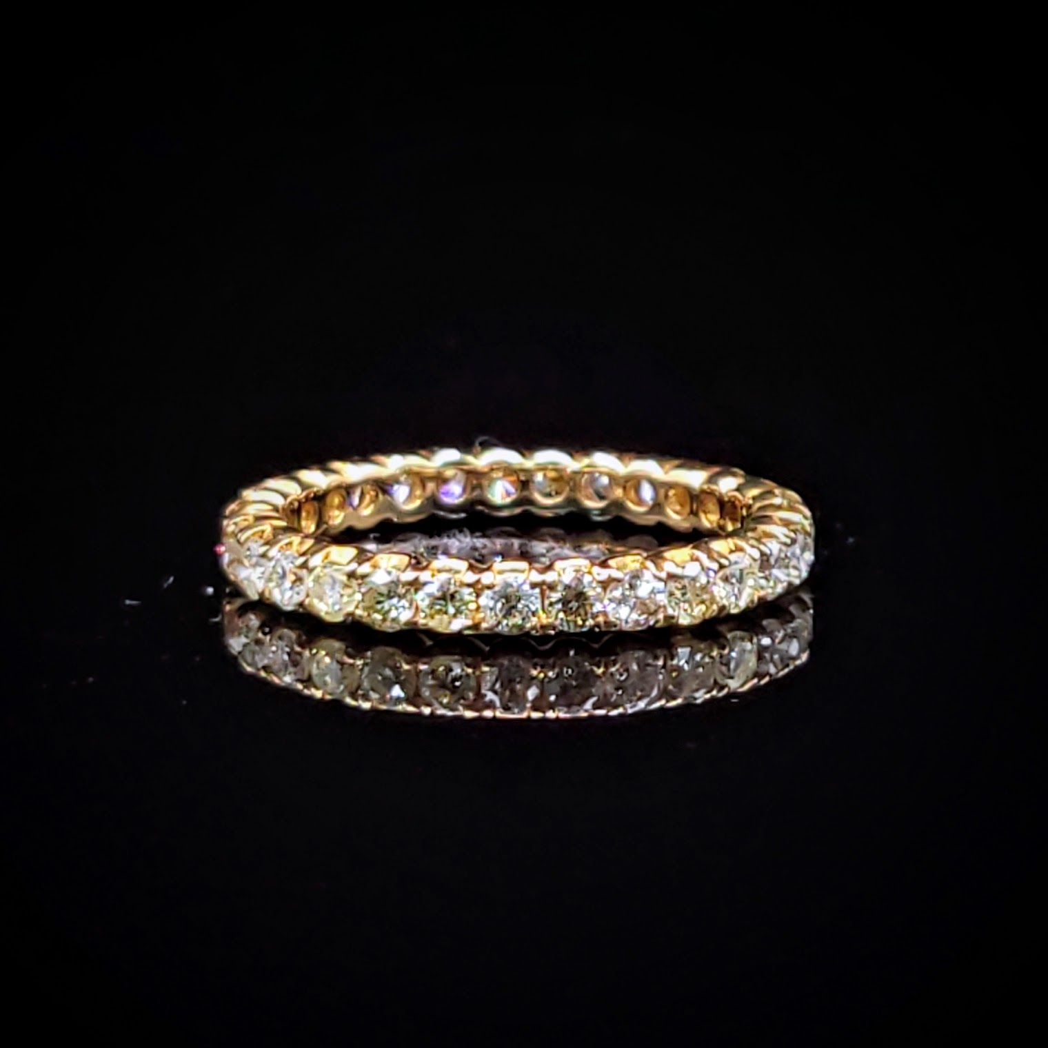 18K Yellow Gold 1.07ct Light Yellow Diamond Eternity Ring