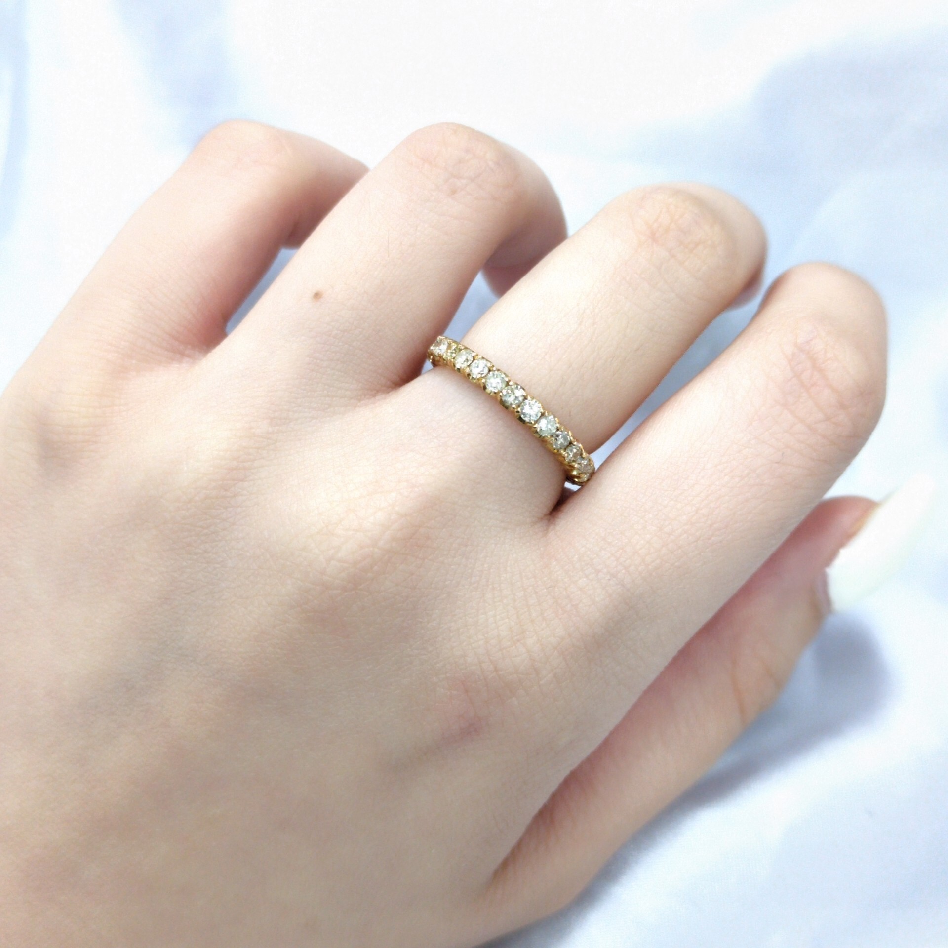 18K Yellow Gold 1.07ct Light Yellow Diamond Eternity Ring