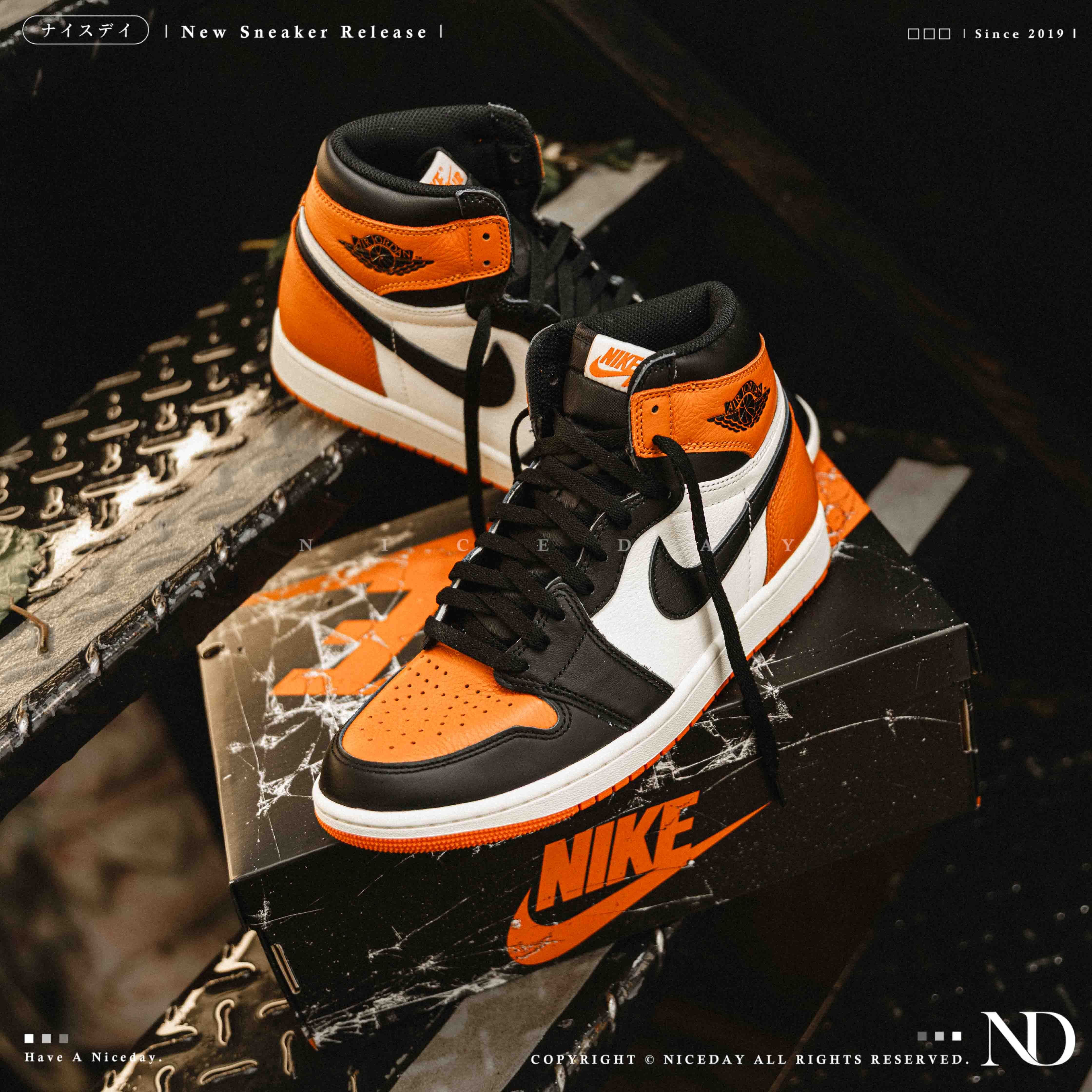 NICEDAY 現貨 Air Jordan 1 Retro High OG Shattered Backboard 黑橘 扣碎 橘色 高筒 DZ5485-008