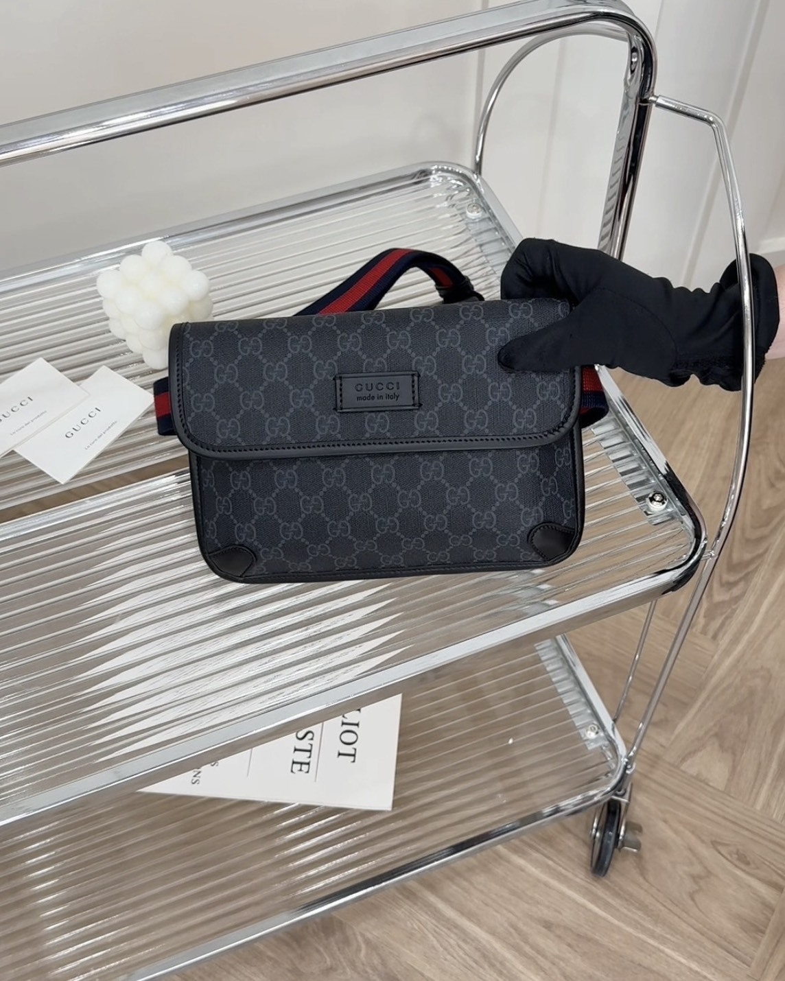 GUCCI｜GG SUPREME 腰包 黑色