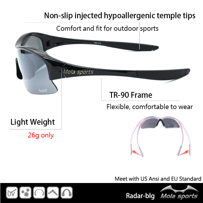 Mola sports sunglasses Radar-blg , frame feature