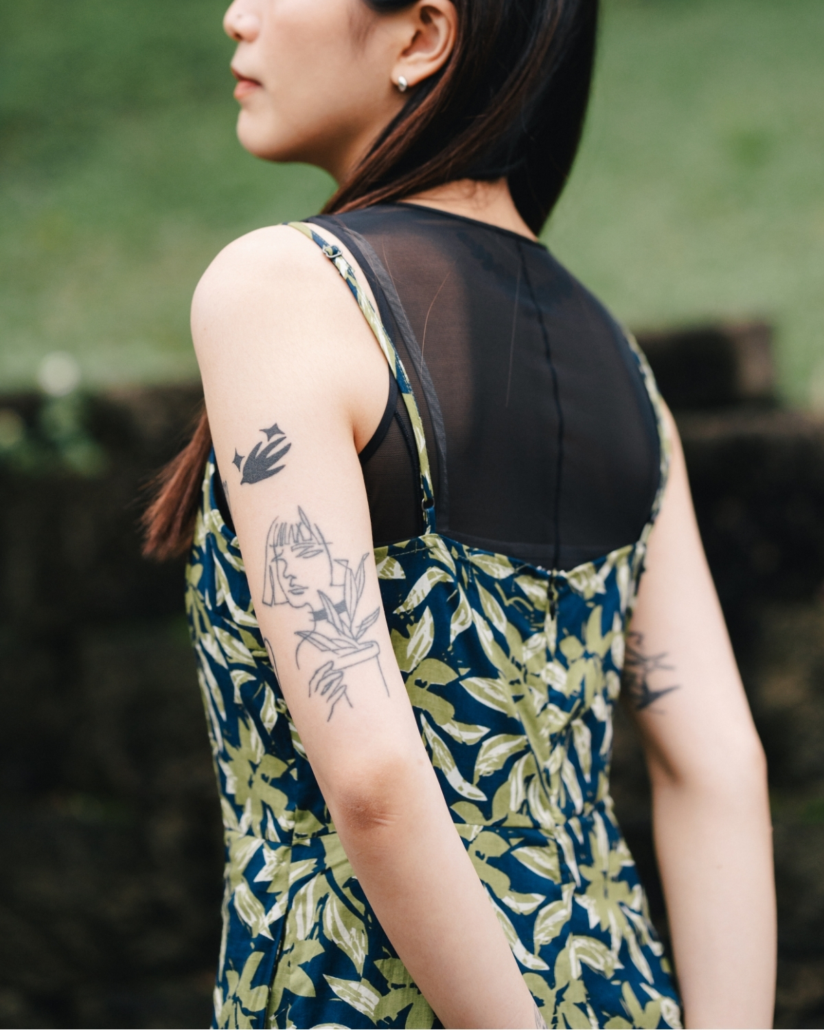 印度蓋染工藝親膚純棉 吊帶褲 - 竹葉藍