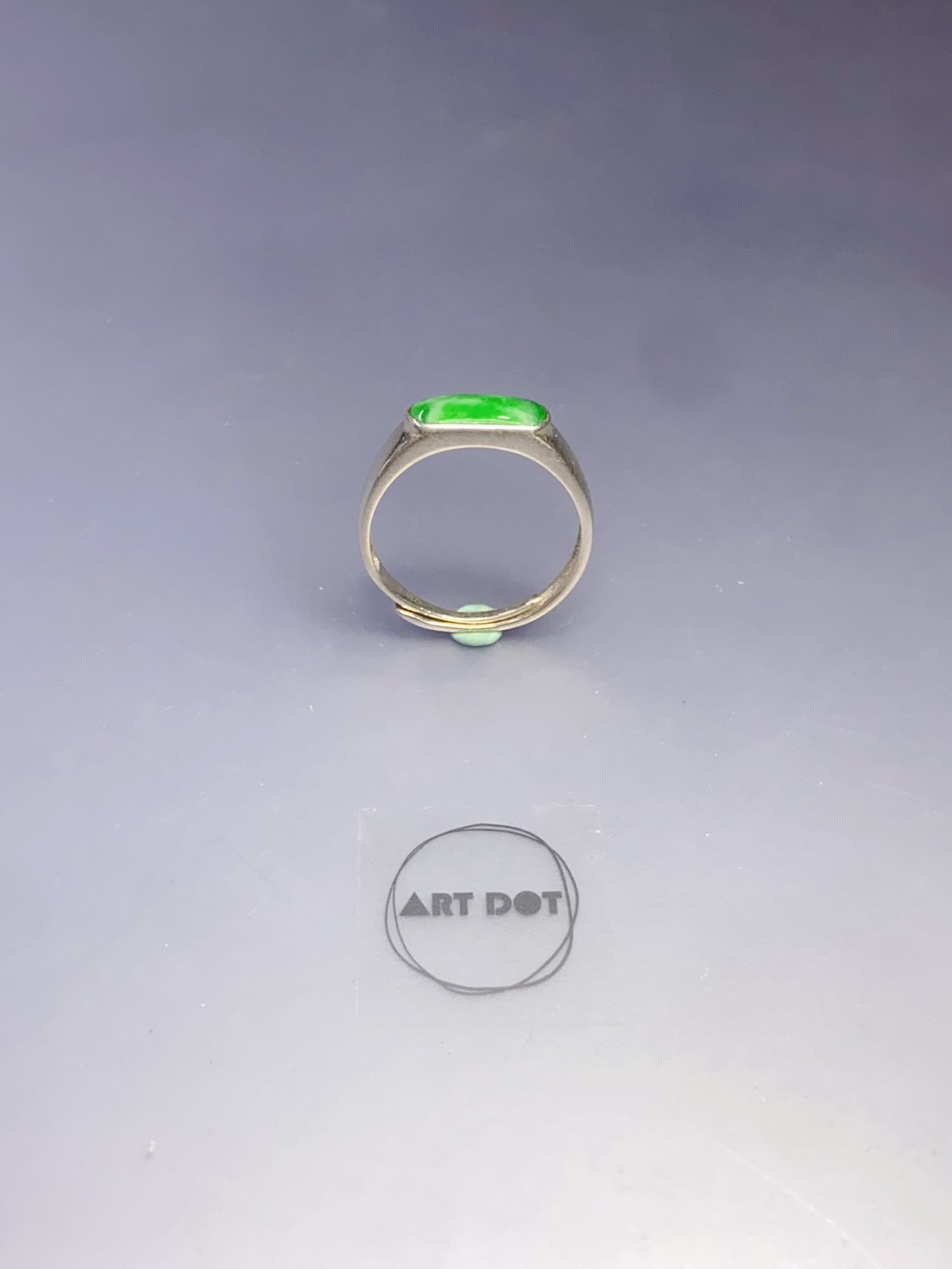 正陽綠馬鞍形翡翠銀戒指丨難得玉色濃郁佳品