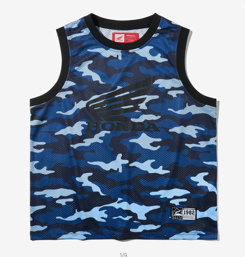 HONDA 本田 /  Original Wing LOGO Sleeveless camouflage blue / HFM1VT302ABL /  AUG25
